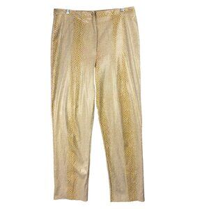 Vtg Savvy By DT Studio Pants Womens Size 12 Gold Snake Skin Design Polyester